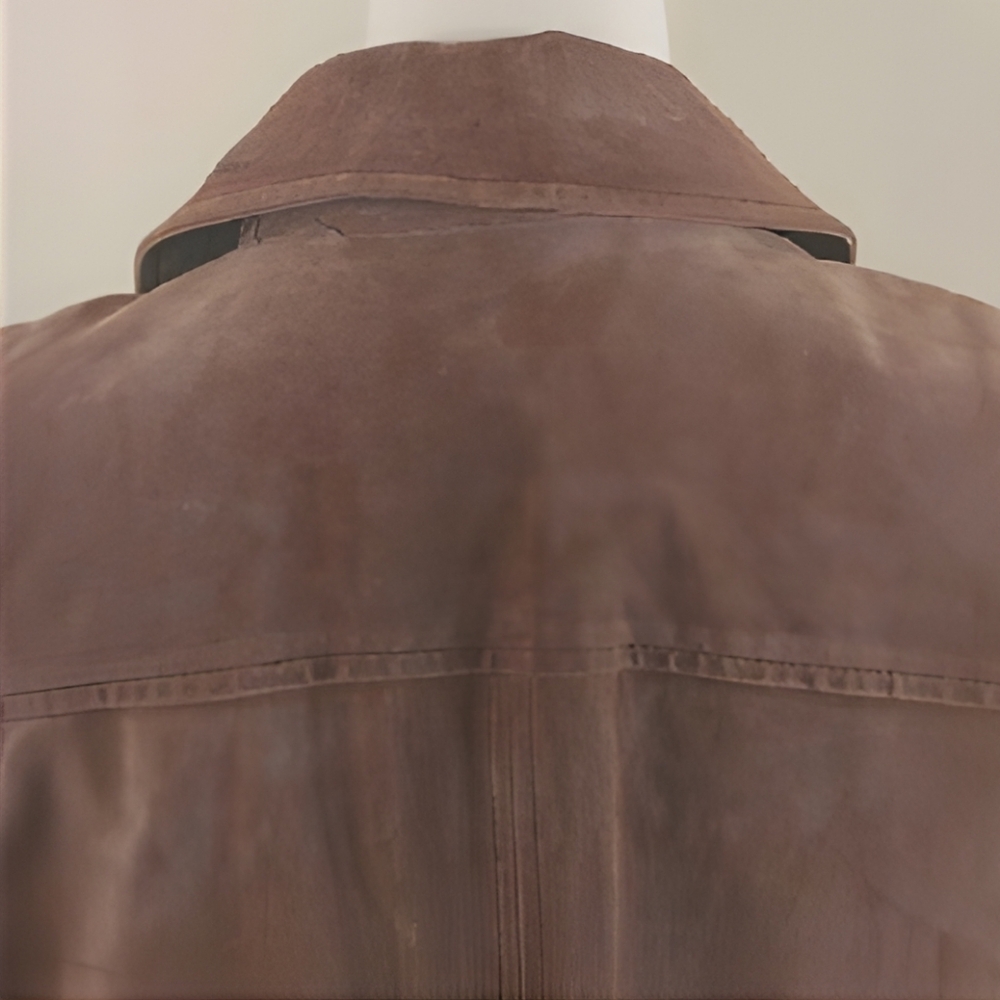 i.e. relaxed Suede 100% Leather Suede Jacket Brown Women Size Large - Picture 7 of 9